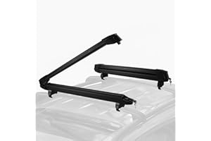 Koarigo Ski Rack for Car Roof & Snowboard Roof Rack, Universal Ski & Snowboard Car Racks with Anti-Theft Lock, Fits 6 Pair Skis or 4 Snowboards, Mounting Clamp Hook Compatible with Various Cross Bars