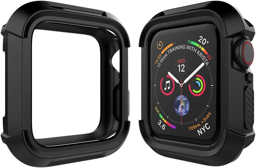 Mostof Compatible with Watch Series 4/5 Case 44mm, Rugged Protective Bumper Protector Anti-Scratch Shockproof Cover Accessories Replacement for Watch Series 4/5 Men Women (Black, 44mm)