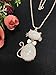 QTMY Cute Opal Cat Pendant Long Necklace for Women Girls Kids,Statement Fashion Jewelry