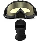 immoono Motorcycle Goggles with Face Mask, Windproof Dirt Bike Racing Ski Goggles Protective Safety Glasses with Balaclava