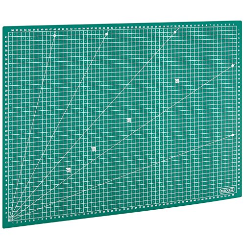 [- MAXKO Schneidematte A2 (60 x 45 cm), grün, selbstheilend, mit Raster – inklusive 2 Ja