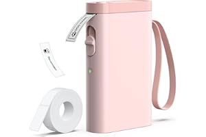 TYPONOS P21 Label Maker Machine with Tape, Label Printer Thermal Mini Label Makers with Built-in Cutter and Multiple Templates, Portable Printers for School, Office and Home Use (Pink)