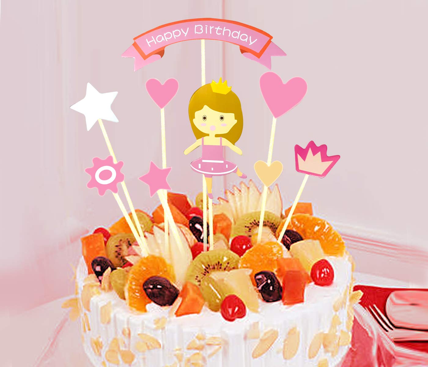 Amfin Happy Birthday Cupcake Toppers For Birthday Decor Party Kids Birthday Cake Flags Supplies Pink Girl Buy Online In Sri Lanka At Desertcart Lk Productid 131900648