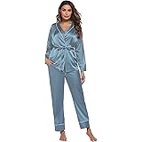 Ekouaer Women Silk Long Sleeve Pajamas Set