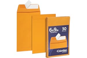 Columbian 6 x 9 Catalog Envelopes with Self Seal Closure, 28 lb Brown Kraft, for Mailing Small Paper, Photos & Greeting Cards