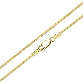 Bling Jewelry 2MM 040 Gauge Strong 14K Gold Plated .925 Sterling Silver Rope Link Chain Necklace For Women Made In Italy 16 20 24 In
