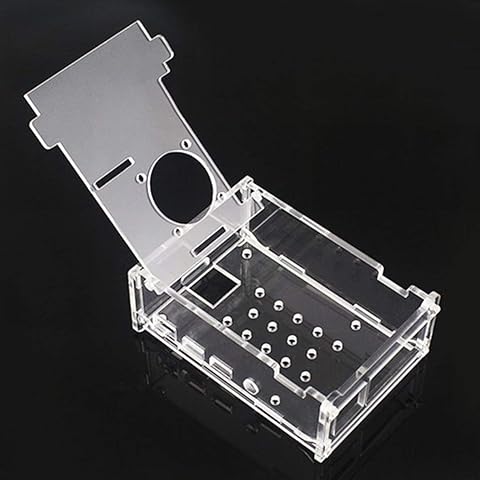Rouku Para Raspberry Pi 4 Modelo B Carcasa Material ABS con Ventilador Color clásico Estuche para Raspberry Pi Estuche acrílico