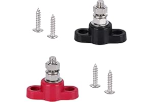 2pcs 12V 150A Power Distribution Block Bus Bar with 4 Screws, Stainless Steel Single Stud Marine Bubar Battery Post Terminal 