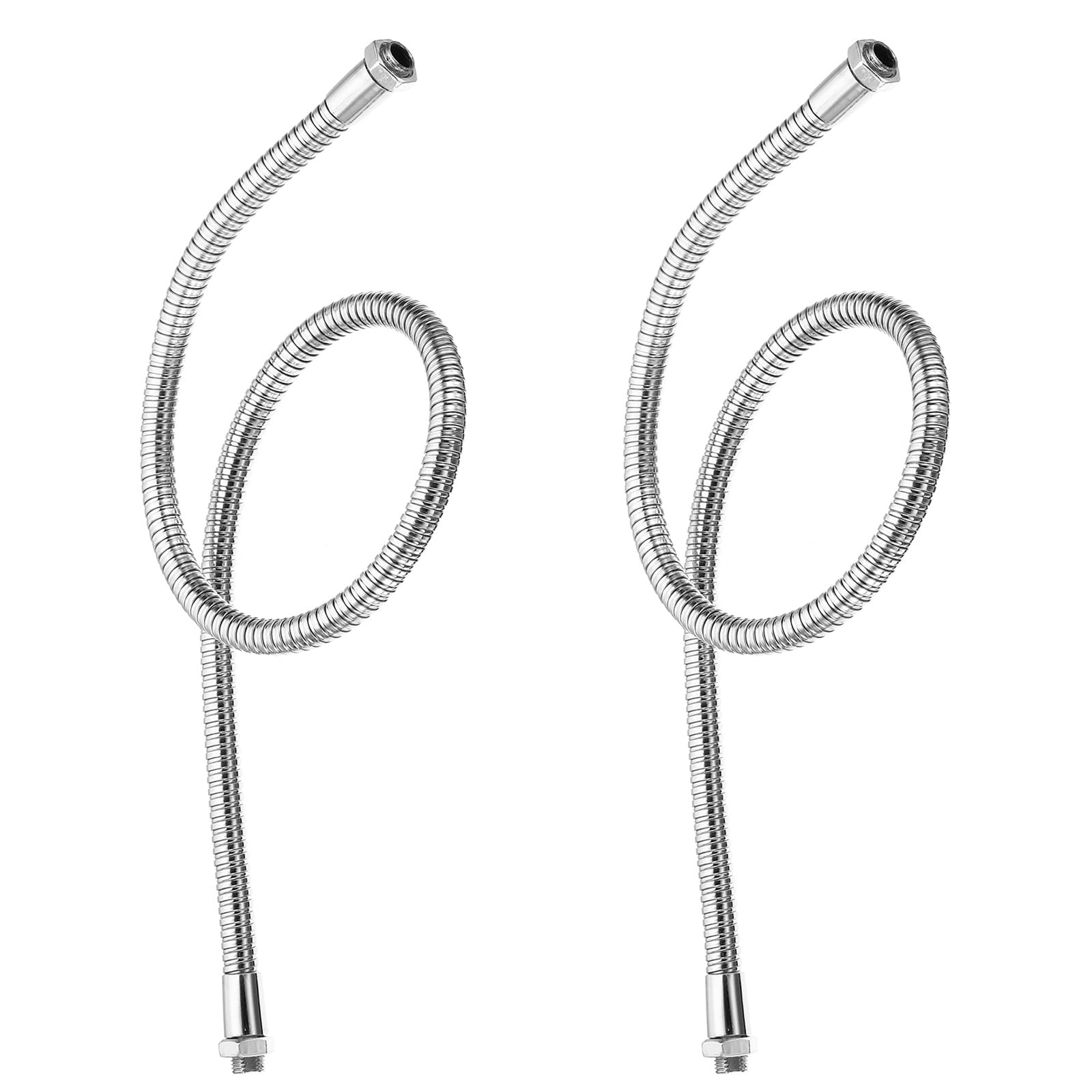 PATIKIL 23.6" Universal Gooseneck Hose, 2 Pcs M10 Fine Thread Bendable Metal Hose Flexible Arm Tube Extension for Lamp, DIY Equipment, Silver Tone — image 1