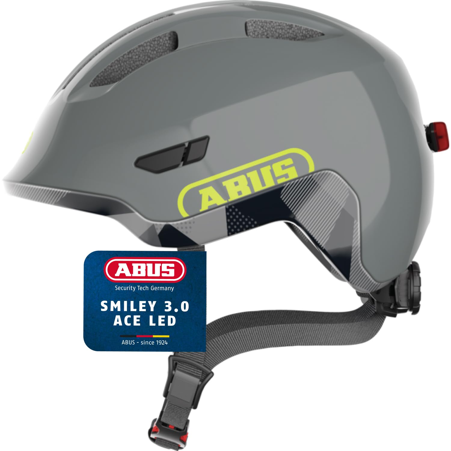 ABUS children's helmet Smiley 3.0 ACE LED - bike helmet with light - deep fit & space for a pigtail - for girls and boys