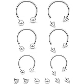 Cisyozi 16G Septum Rings Internally Threaded 316L Surgical Steel Septum Jewelry Lip Rings Hoop Labret Jewelry Snake Bite Piercing Jewelry Horseshoe Earrings Daith Piercing Jewelry for Women Men