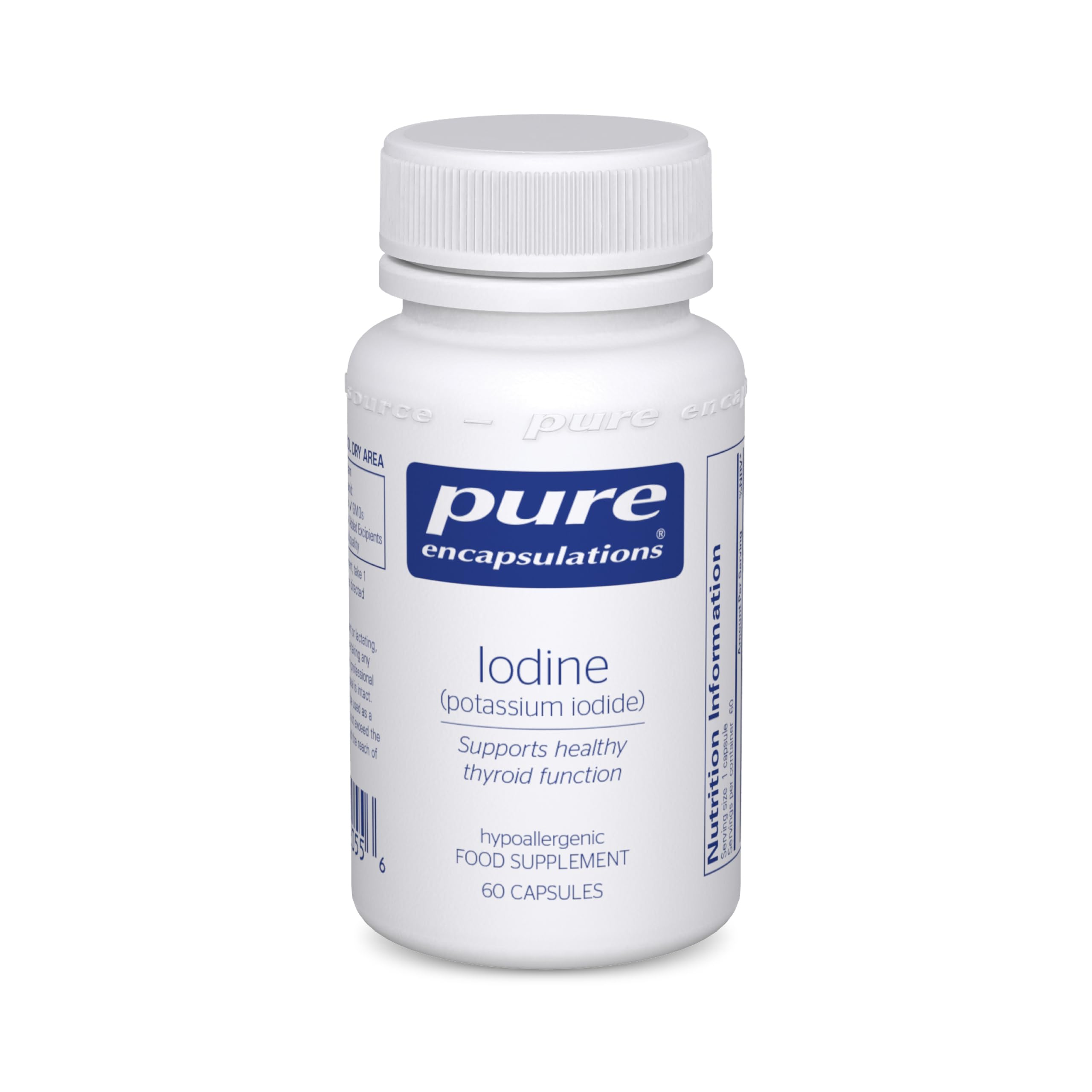 Pure Encapsulations Iodine (Potassium Iodide) 225 UG - Hypoallergenic Supplement Supports Metabolism, Healthy Skin and Thyroid Function - 60 Vegetarian Capsules