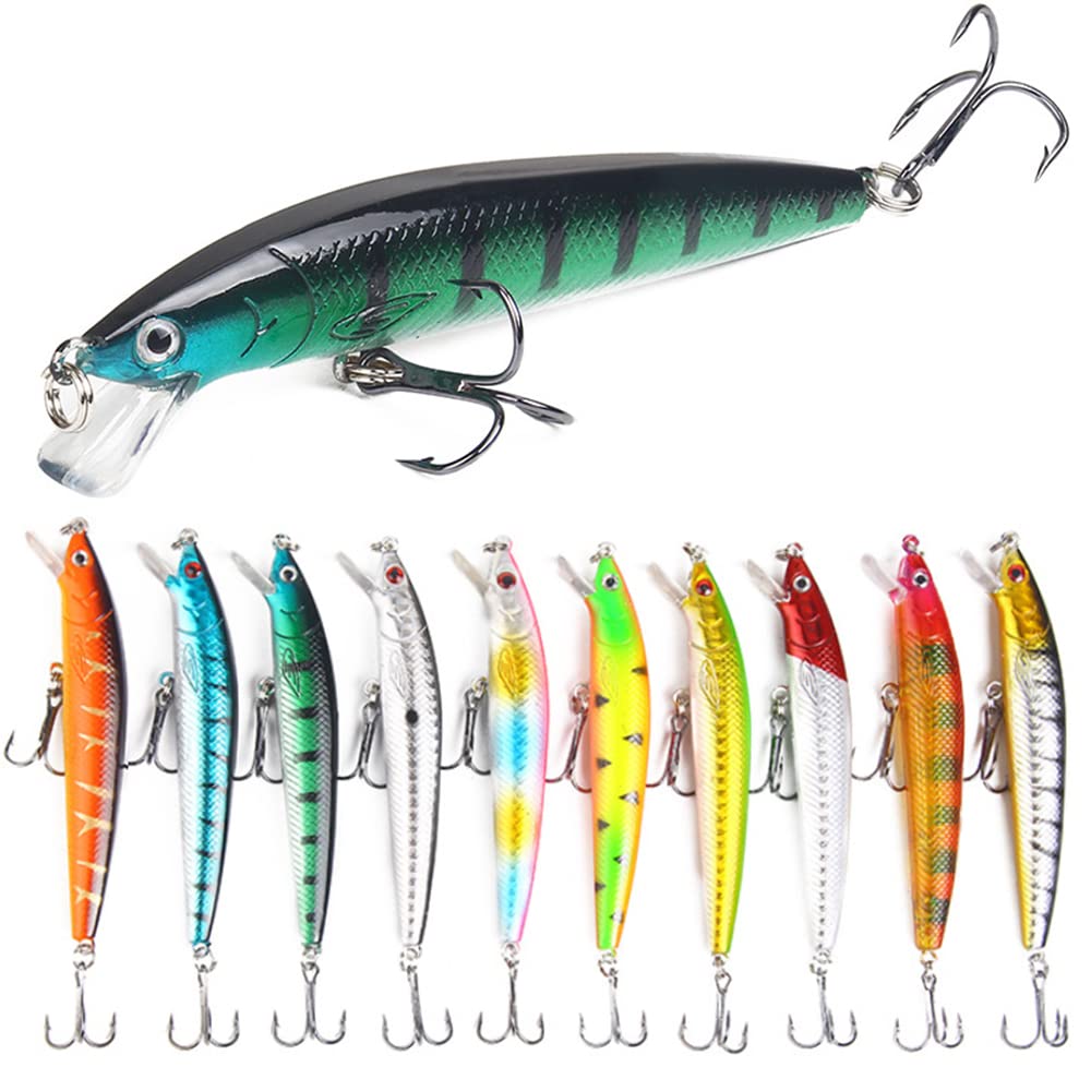 10 Pieces Lure Fishing Hook, Artificial Bait Fishing, Fishing Lures for Pike, Artificial Swimbait, Fishing Lure Kits, Slow Sinking Bionic Swimming Lures Wobbler Set for Trout, Perch, Pike, Salmon