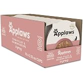 Applaws Tuna Fillet &amp; Salmon in Gravy Wet Cat Food 10-Pack 2.12 oz Cups | 100% Natural, High Quality Protein, Limited Ingredient, Grain Free, No Fillers, No Artificial Additives