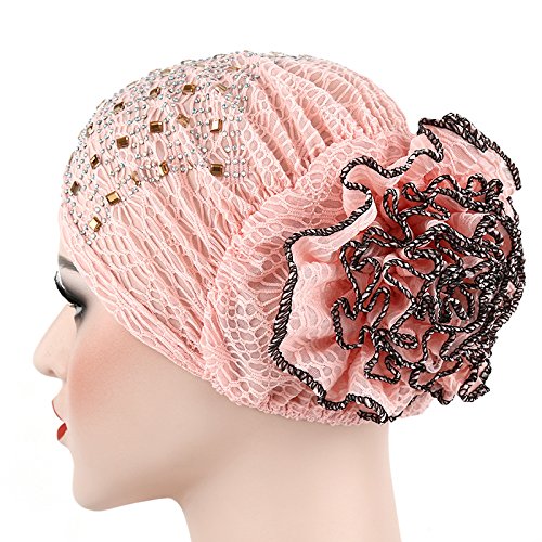 Candy Colors Women Headwear Lace Hot Drilling Headwrap Head wrap Twist Hair Band Turban Bandana Hijab Accessories (D) - Thumbnail 2