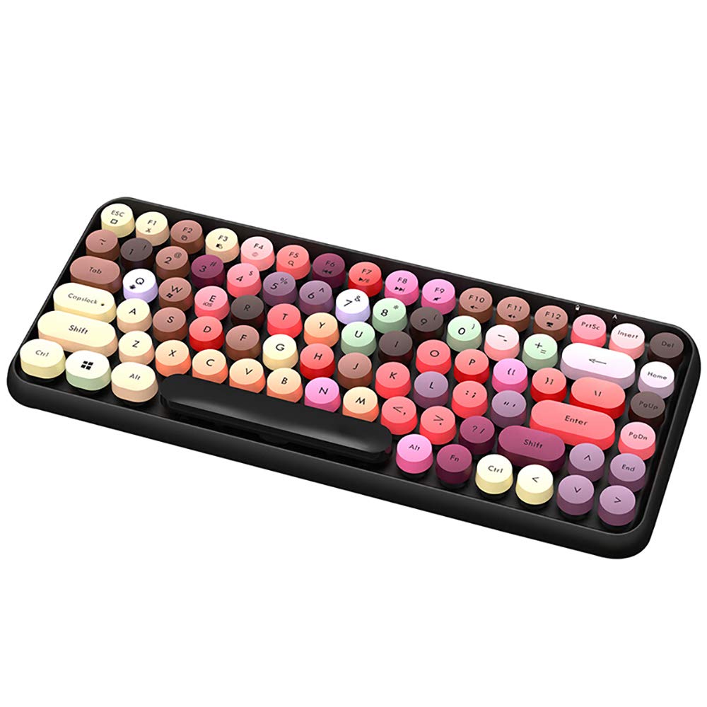 DoubleW Typewriter Keyboard Bluetooth Wireless 84-Key Round Keycaps Silent Keyboard Quiet Portable f