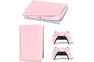 Skin Sticker Compatible with PS5 Console, Pink Cover Protective Vinyl Decal for Digital Edition Controller