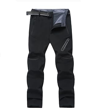 Ynport Crefreak Herren Winter Outdoor Wanderhose Softshell Fleece Mountain Ski Schneehose (mit Gürtel) …