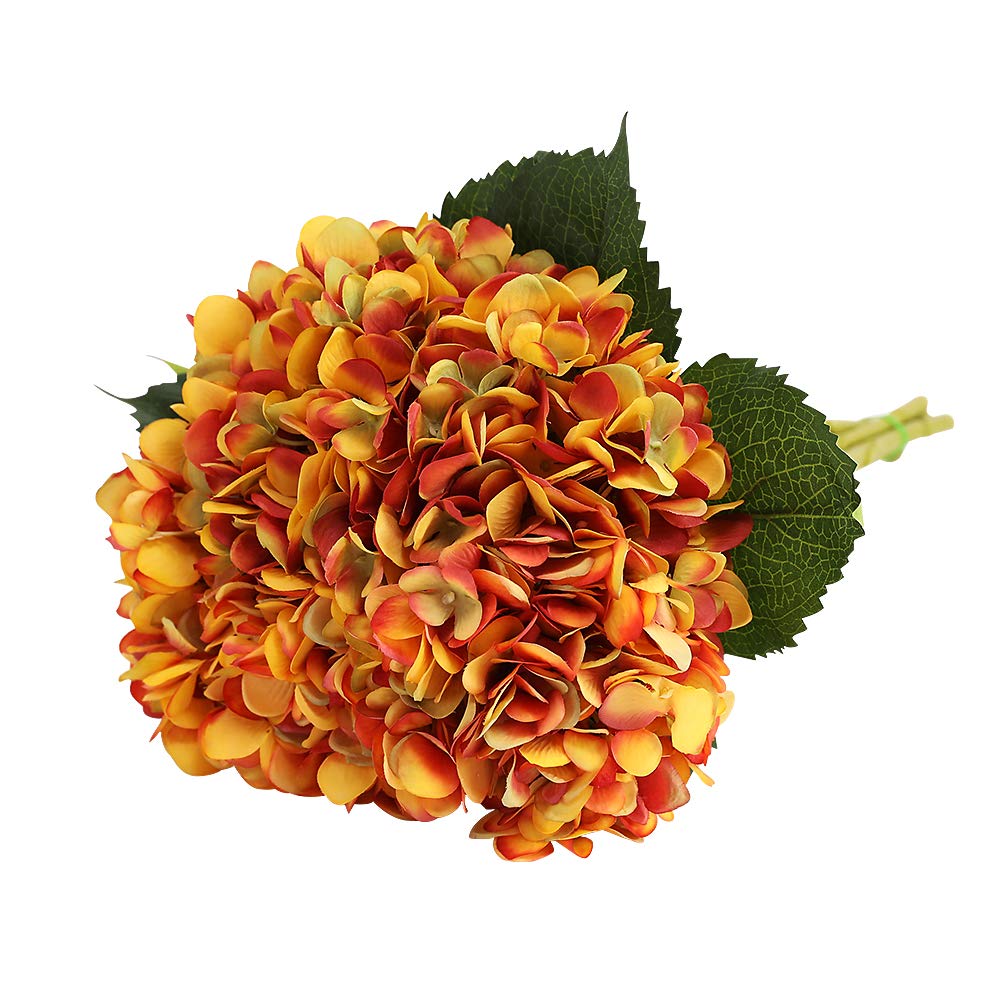 Tifuly Artificial Hydrangea Flower, 5 PCS Realistic Single Long Stem Silk 6.6 Inch Flower Head Hydrangea Bouquets for Wedding, Home, Hotel, Party Decoration, Floral Arrangement(Vintage Orange) — image 1