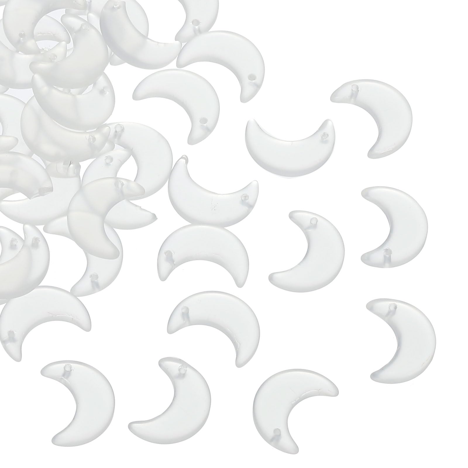 PATIKIL 100 Pcs Clear White Glass Moon Crescent Crystal Beads, 16x11mm, DIY Jewelry Making