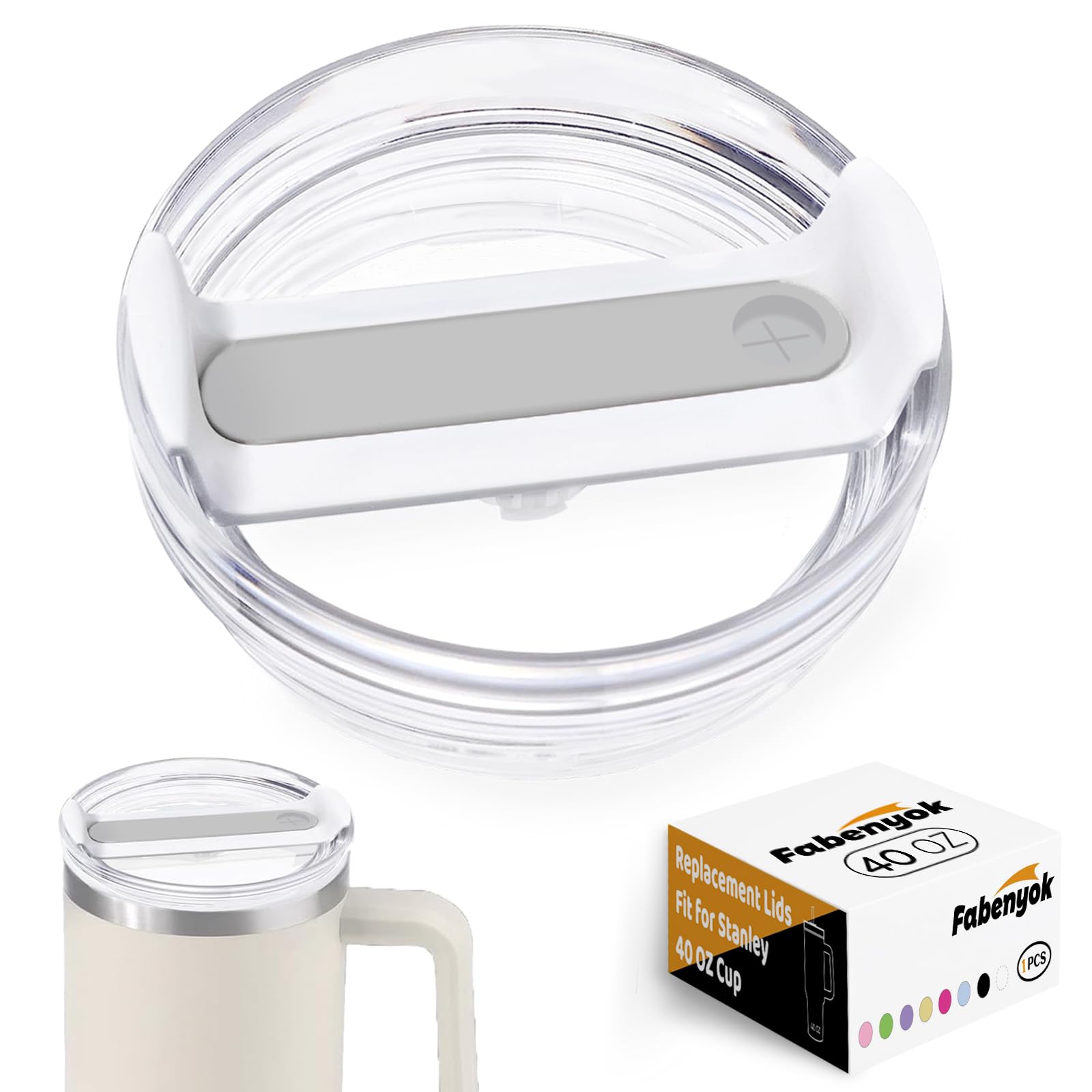View 1 of 40 OZ Tumbler Lid Replacement Fit for Stanley Cup, 1 Pack Replacement Lids, Spill Proof Tumbler Covers for Stanley Cup Accessories (Clear - Frost)