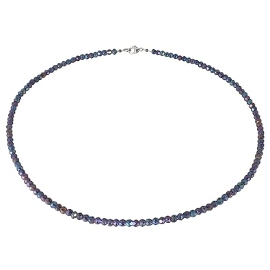 Funk-Collier Edelsteinkette Rainbow-Spinell facettiert, Silber Schloß, 50 cm, Ø 4.5 mm, Damen