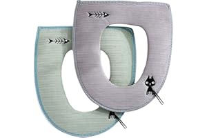 iEasey Pack of 2 Warmer Toilet Seat Covers Universal Zip Toilet Seat Pad Toilet Seat Cushion Thickened Toilet Seat Cover Wash