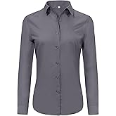 Ruisin Super Soft Wrinkle Free Button Down Shirts for Women Solid Long Sleeve Striped Formal Work Dress Blouses Tops