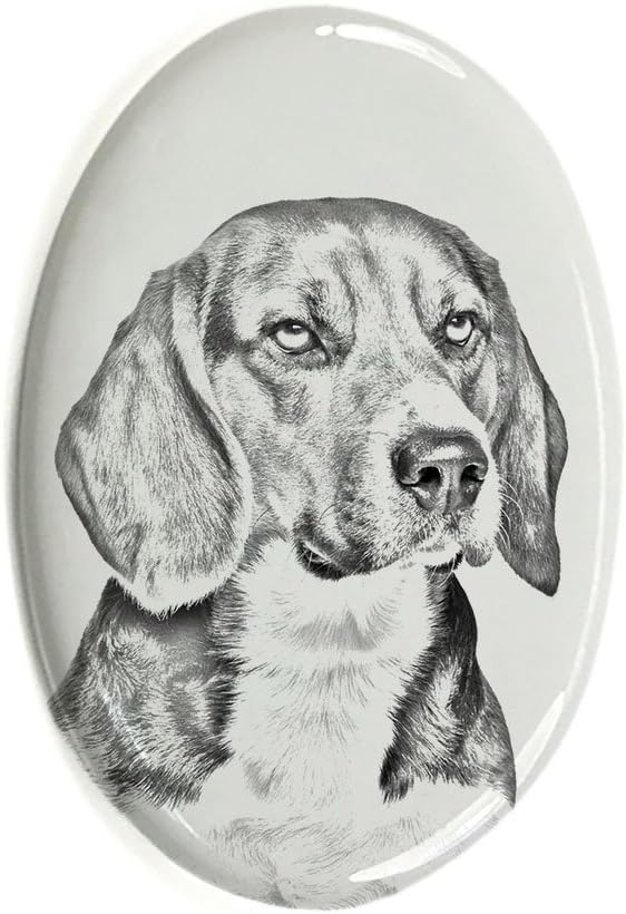 ArtDog Ltd. Beagle, Oval Grabstein aus Keramikfliesen mit Einem Bild