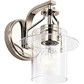 Kichler Everett 9.25 Inch 1 Light Wall Sconce with Clear Glass in Polished Nickel