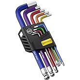 AMTOVL Hex Key Set, 9PCS Metric Allen Key Set, 1.5-10MM, Long Ball End | Anti-Slip Hex Wrench Set, Color Coding Hex Key Set for Disassembling Mechanical Equipment, Vehicle, and Bicycle Repairs