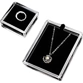 2 Pcs Different Sizes Small Acrylic Jewelry Box with Lid Clear Gemstone Display Box,top cov with magnetic automatic adsorption and Sponge Inside for Gems,Coins, Medallions, Jewelry Packing