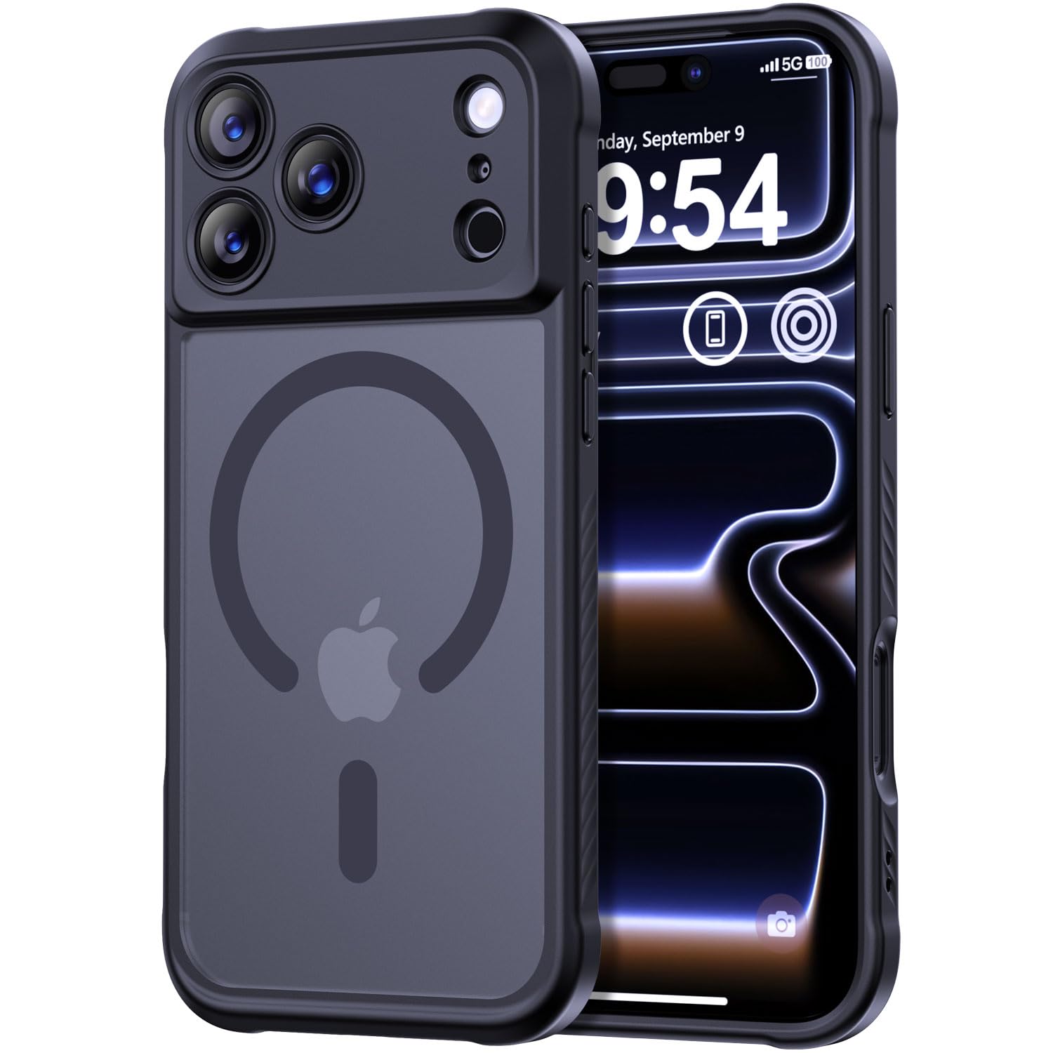 Photo 1 of Thomo Magnetic for iPhone 17 Pro Case, [Compatible with Magsafe] [Full Camera Protection] Translucent Matte Military Grade Shockproof with Anti-Fingerprint Phone Cover 2025, Black