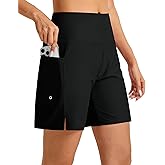WEAREFO Women's 7" High Waisted Swim Board Shorts Quick Dry Beach Swimsuit Bottom Shorts for Women with Liner Pockets