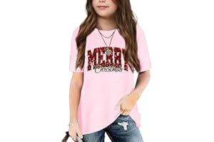 QBILY Graphic Tees for Girls Kids Summer Tops Crewneck Short Sleeve T Shirt 5-14 Years
