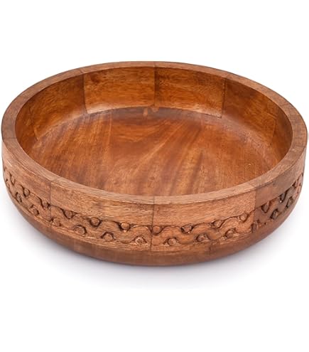 Folkulture Bol à Fruits En Bois Ou Bol Sur Pied Décoratif Pour Décoration De Table, Bol à Fruits En Bois Pour Comptoir De Cuisine Ou Centre De Table De Ferme, Grands Bols