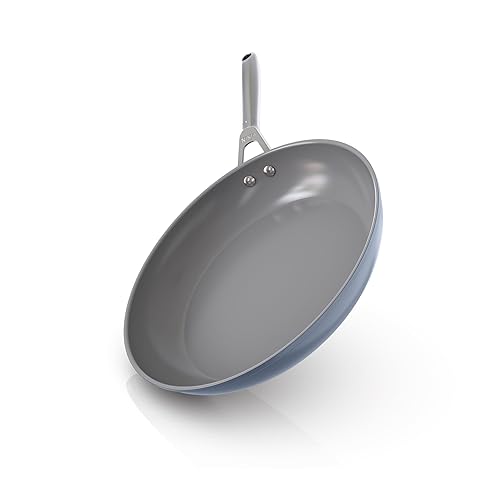 Ninja Ceramic Pro 12" Fry Pan, Non-Stick Pan, Nontoxic, PTFE Free, Ceramic Coated, Stainless Steel Handle, Stove and Oven Safe to 550°F, All Stovetops & Induction Compatible, Midnight Blue, CW30030MM