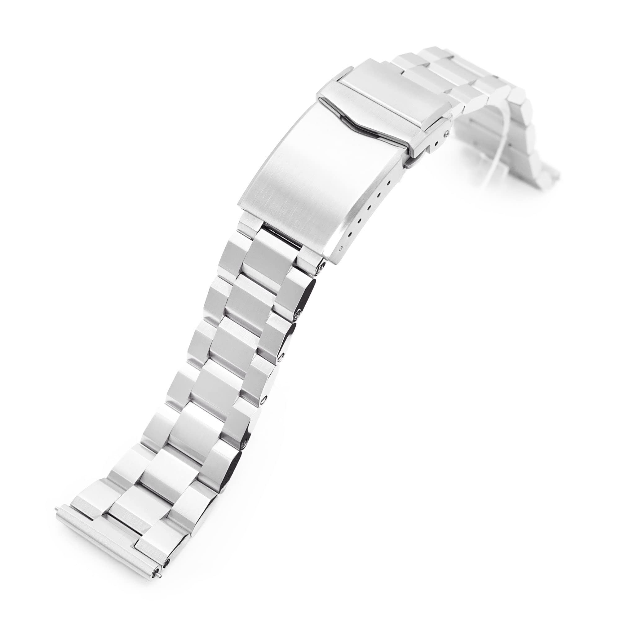 MiLTAT 20mm Quick Release Watch Band Straight End, Hexad III 316L Stainless Steel Brushed V-Clasp