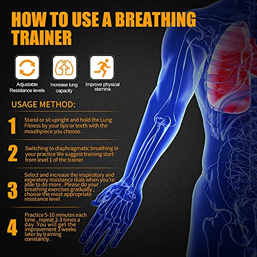 Breathing Lung Exercise Device Trainer for COPD Asthma Athletes Running Deep Inspiratory