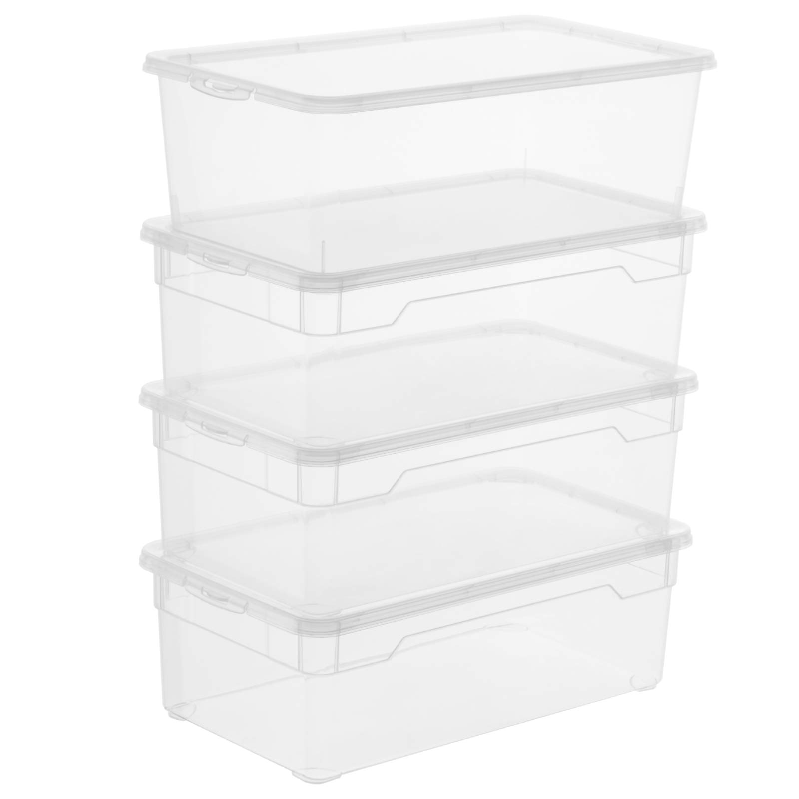 Rotho, Clear, Set of 4 storage boxes 5 l with lid, Plastic (PP) BPA-free, transparent, 4 x 5l (33,0 x 19,0 x 24,0 cm)