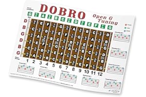 Dobro G Tuning Resonator Guitar Fretboard Note & Rolls Chart - Beginners & Intermediate Instructional Easy Poster Chords 11x17 | A New Song Music