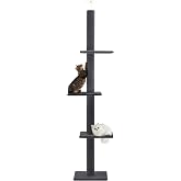 Max &amp; Marlow 95-108" Floor to Ceiling Cat Tree for Indoor Cats, Dark Grey | Adjustable Height, Space Saving, Short Plush Fabric, Stable Tension Pole