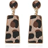Plush Leopard Earrings for Women Fashion Leopard Print Dangle Drop Earrings Unique Exaggerated Cat Print Accessories Statement Animal Jewelry Gift