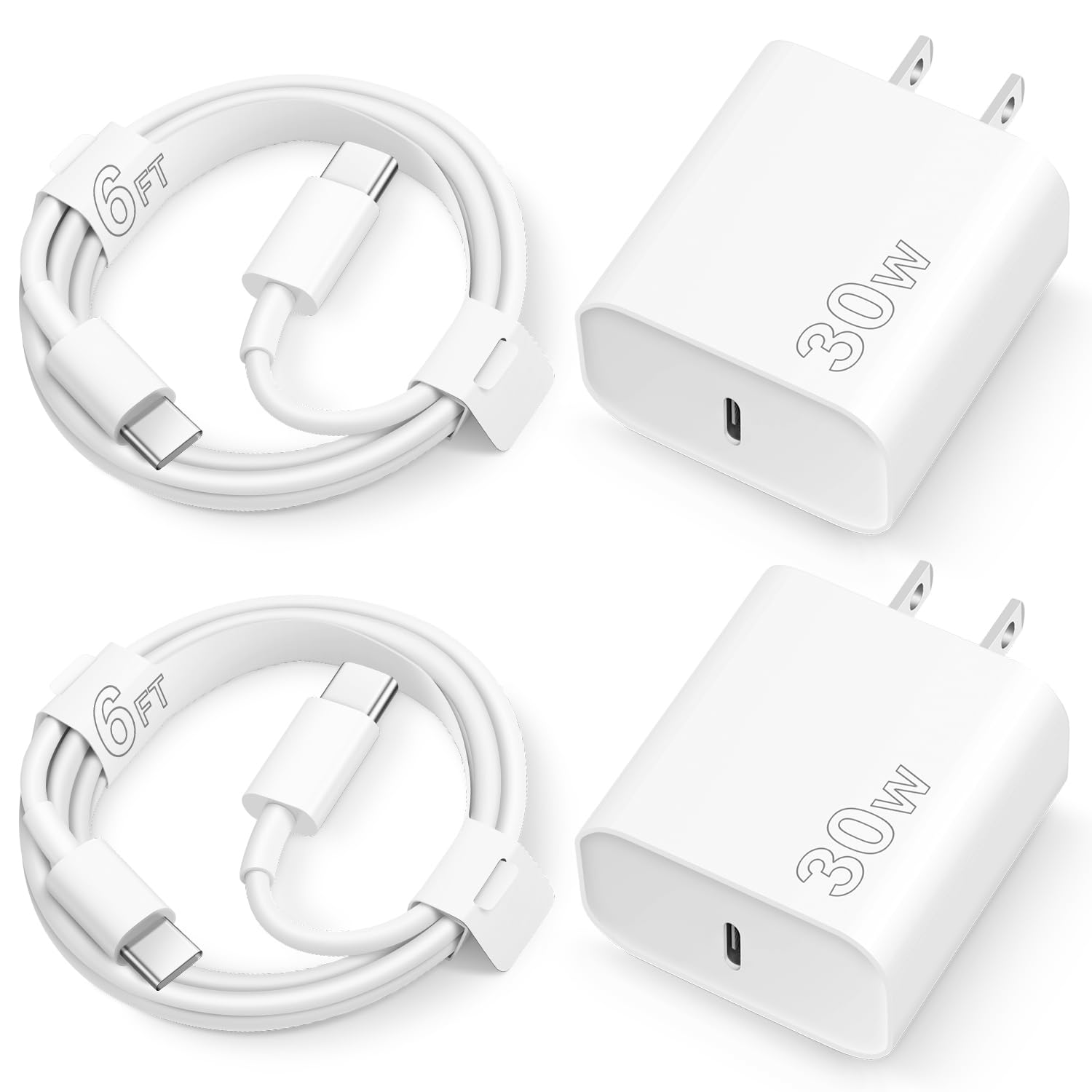 iPhone 17 16 15 Charger Fast Charging 30W USB C Chargers Block Type C Charger 2 Pack 6FT Cord for iPhone 17/17 Plus/17 Pro Max/Air/16/16 Plus/16 Pro Max/15 Pro Max/iPad Pro/Samsung
