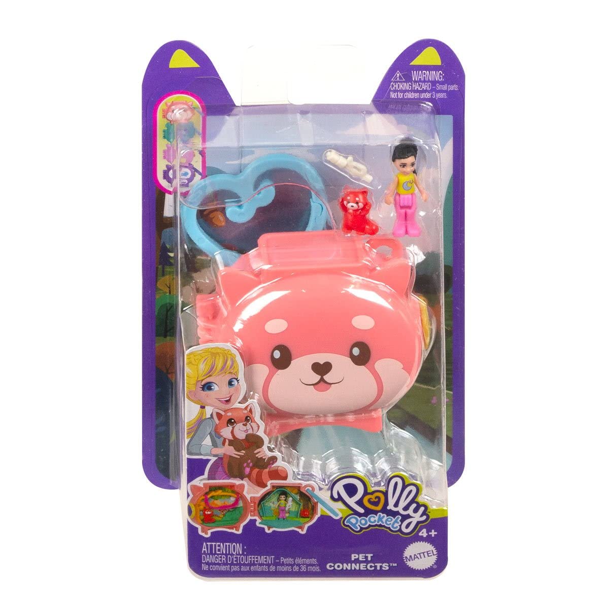 Mattel Polly Pocket Pet Connects HKV49 Red Panda Micro Playset Figurine + Animal + Accessory