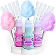 Lupy Lups! Sugar Mix Kit Floss Sugar w -3 Plastics Jars of 14.10oz Blue Raspberry, Purple Grape & Pink Cherry- 50 Paper Cones- Create Fluffy Cotton Candy - Cotton Candy also floats atop beverages!