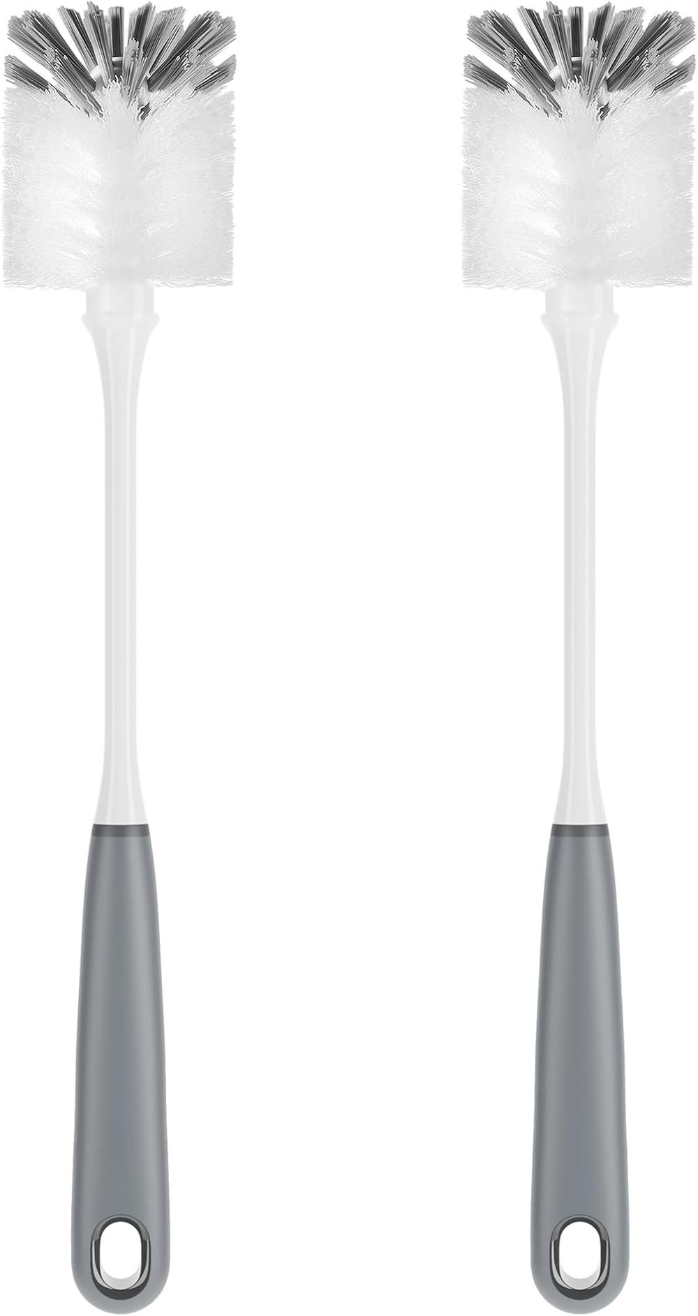MR.SIGA Long Handle Bottle Brush 2 Pack Non-Scratch Nylon Bristles Gray