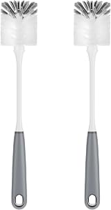 MR.SIGA Long Handle Bottle Brush 2 Pack Non-Scratch Nylon Bristles Gray