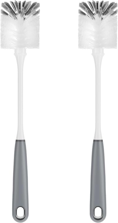 MR.SIGA Long Handle Bottle Brush 2 Pack Non-Scratch Nylon Bristles Gray