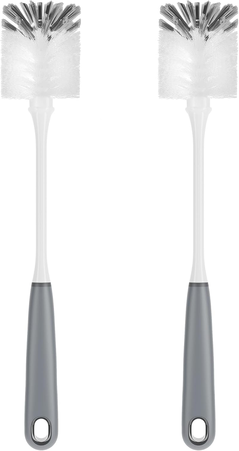 MR.SIGA Long Handle Bottle Brush 2 Pack Non-Scratch Nylon Bristles Gray